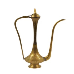 Lot de 2 cafetières classiques de luxe en acier inoxydable faites à la main argenterie polie miroir arabe Dallah de luxe de qualité - Product Image 4