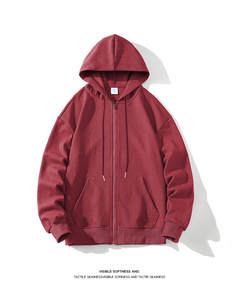 Sudaderas con capucha con cremallera de poliéster y algodón liso en blanco con hombros caídos de diseñador Premium con logotipo impreso personalizado para hombre - Product Image 4