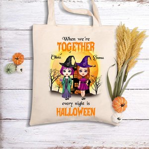Bolsa de lona personalizada para Halloween, estilo moderno: cuando estamos juntos, cada noche es Halloween - Product Image 3