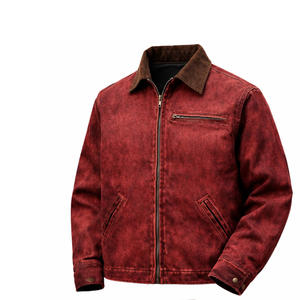 <b>Men's</b> <b>Jacket</b> Woekwear Detroit <b>Jacket</b> 14 Oz Washed Canvas Workwear <b>Jacket</b> Corduroy Collar Casual <b>Jacket</b> <b>Trucker</b> And Carpenter - Product Image 2