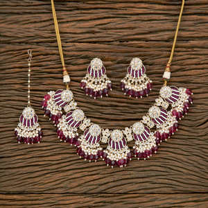 Juego de collar de cuentas Indo occidentales artificiales muy demandadas con chapado en oro en joyería de moda - Product Image 1