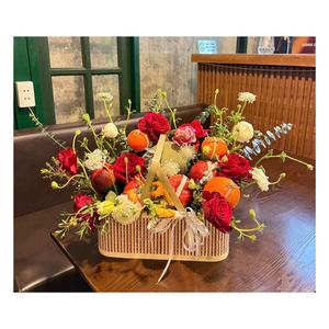 Cesta tejida de bambú natural con colores múltiples para la decoración del partido Tet - Product Image 3