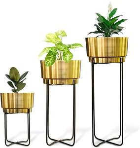 Macetero de Metal con Acabado Dorado, Decoración para Jardines, Banquetes, Hoteles, Precio al por Mayor, Macetero para Bodas, Banquetes y Hoteles - Product Image 4