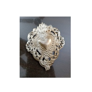 Ornement coeur sacré en métal pendentif strass or coeur Sunburst flamme catholique coeur tenture murale - Product Image 6