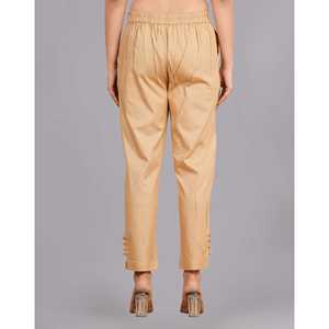 Pantalon cargo en toile beige taille haute décontracté, respirant, à jambe large et effet froissé - Product Image 2