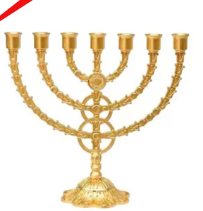 Elegant Bet Selling Christmas Menorah Gold Colored Jewish 7 Branch <b>Candle</b> Menorah Stand Eco Friendly Handmade for Home - Product Image 1