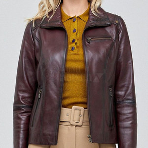 Vente directe d'usine Veste en cuir pour femmes Hiver Matériel durable Taille personnalisée Veste en cuir pour femmes pour la vente en ligne - Product Image 4