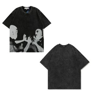 เสื้อยืดผู้ชายไซส์ใหญ่พิเศษพิมพ์ลายสกรีนสีดำทันสมัยแบบใหม่เสื้อยืดซักไหล่ตกแบบสั่งทำสำหรับผู้ชาย - Product Image 1