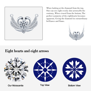 Collier en argent sterling S925 avec pendentif cœur en moissanite et diamant Swan Wing, bijoux pour femme - Product Image 4