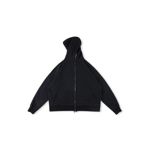 Sweat-shirt à capuche semi-ouvert à fermeture éclair avant et arrière Sweats à capuche décontractés à manches longues noirs et blancs avec poches pour hommes - Product Image 2