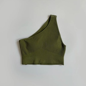 Sujetador deportivo elegante de nailon y LICRA de secado rápido para mujer, nuevo diseño informal con un hombro, sujetador de yoga personalizable - Product Image 3