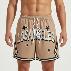 Shorts de basketball pour hommes en mesh respirant à séchage rapide, imprimé personnalisé Los Angeles, été 2026 - Product Image 6
