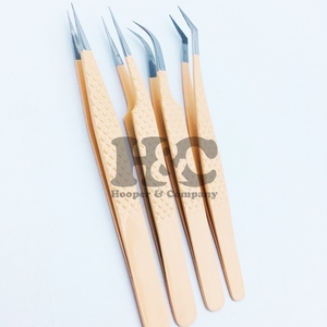 Professional Solid Stainless Steel Peach <b>Tweezers</b> with Gold Points for Eyelash Extension Sustainable Eyelash <b>Tweezers</b> mink - Product Image 6