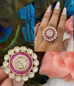 Designer High Quality Gold Plated Real Kundan Adjustable Stylish <b>Ring</b> For Function And Wedding Wear Collection For <b>Women</b> - Product Image 2
