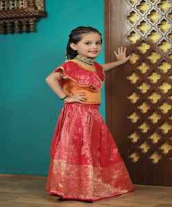Nuevo atractivo último diseñador niños Lehenga Choli bordado trabajo con Red Dupatta encaje borde Ny Ropa Étnica ApparelGarment Shalwar Kameez - Product Image 2