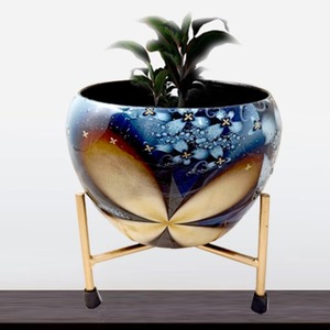 Vase à fleurs en métal cylindrique Vase de sol en fer fabriqué artisanalement pour décor de table à la maison et au bureau Finition grise enduite de poudre - Product Image 2