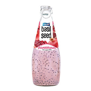 Boisson aux graines de basilic fraîches de la marque RITA, bouteille en PET de 330 ml, saveur fraise, emballage personnalisé pour jus de fruits et légumes en marque privée - Product Image 1