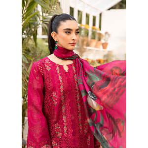 BAROUQE Ensemble Bohème 3 Pièces : Chemise en Chiffon Respirant Brodé Chickenkari, Dupatta et Pantalon Brodé Printemps/Été BIC-4736 - Product Image 2