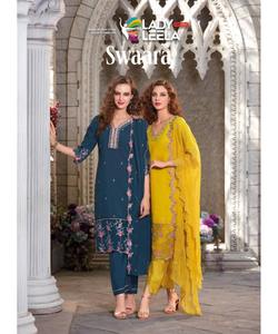 Salwar Kameez pakistanais élégant en coton pour femmes, style fourche, avec ensemble Sharara et Dupatta de boutique - Product Image 2
