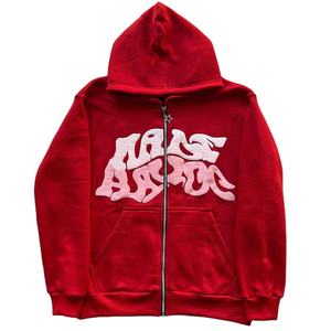 Sudadera con capucha y cremallera personalizada de alta calidad para hombres OEM de buena calidad para estampado de hojaldre para ropa de invierno - Product Image 1