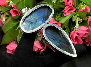 Pendentif en argent sterling 925 fait à la main avec pierre précieuse de labradorite naturelle grande pierre plaqué or bijoux cadeau de fiançailles d'anniversaire - Product Image 2