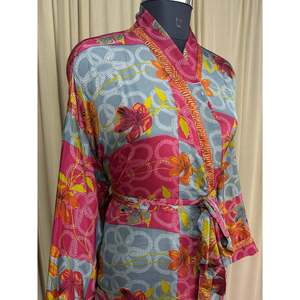 Vestido Kimono de Seda Reciclada Estilo Boho Chic Vintage para Mujer, Ideal para la Playa, Resort, Casa o como Bata de Baño - Product Image 6