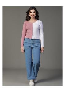 Top à manches cloche à col rond en crêpe floral | Élégant, confortable, respirant avec taille ample pour des looks quotidiens et formels élégants - Product Image 2