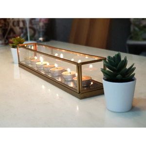 Porte-bougies géométriques en verre, centres de table modernes de forme droite pour mariage, décoration de Noël, centres de table pour bougies chauffe-plat, cadeau - Product Image 1