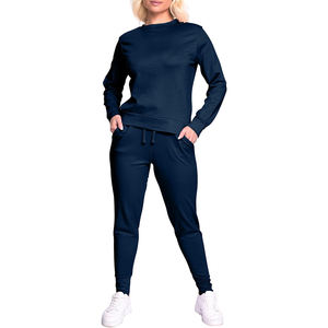 ชุดวอร์มผ้าคอตตอนฟลีซ2ชิ้นสำหรับผู้หญิงชุดออกกำลังกายผ้าคอตตอนโอเวอร์ไซส์ - Product Image 4