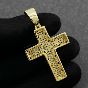 Colgante de cruz con forma de serpiente de diamante de oro macizo de 14K, joyería fina de Hip Hop completamente helada para hombres y mujeres, inspiración cristiana chapada en oro - Product Image 3