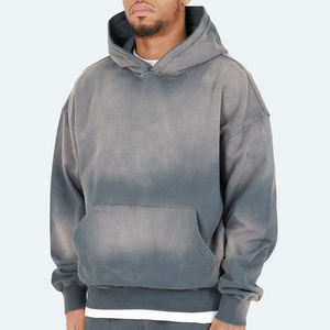 Sudadera con Capucha Extra Grande para Hombre, de Algodón Grueso, Estilo Desgastado, Decolorado por el Sol, de Secado Rápido, con Bolsillo, Personalizada OEM de Alta Calidad - Product Image 3