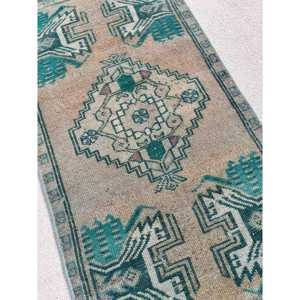 Alfombra Turca Vintage de 1.6x3.2 pies, Alfombra Pequeña, Alfombra de Lana Azul - Product Image 3