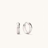 Boucles d'oreilles créoles Huggie de luxe, style antique, en or 18 carats plaqué or blanc, petit design épuré, pour usage quotidien