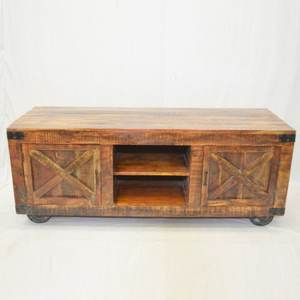 Meuble TV industriel et vintage en bois massif et fer Salon parfaitement aménagé Décoration de meubles en bois multifonction pour la maison - Product Image 4