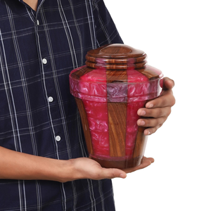 Urne funéraire en palissandre époxy rose pour adultes (250 pouces cubes) pour cendres humaines et cendres d'animaux de compagnie - Product Image 1