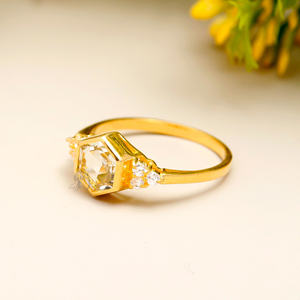 แหวนเงินแท้925ทำด้วยมือฝังหนามเตยพลอยซิทรีนธรรมชาติ - Product Image 3