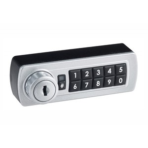 Serrure à combinaison électronique Euro-Locks Gemini pour armoires (plaque max. 8.5mm ou max. 20.5mm), argent, droite - Product Image 1