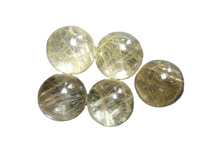 3A Qualité Naturel Doré Rutilé Quartz Pierres Précieuses En Vrac Cabochon Coupe Rond Brillant En Forme De Pierres Lot Pour La Fabrication De Bijoux - Product Image 4