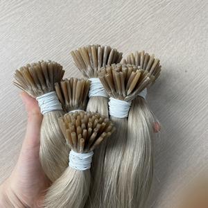 2025 vente en gros de kératine vierge Remy I pointe couleur droite naturelle cuticule brute alignée Extensions de cheveux humains russes - Product Image 2