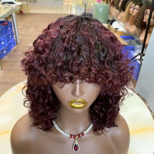 Peluca Bob de 12 Pulgadas de Alta Calidad, 200% de Densidad, Rizado de Lujo, Cabello con Cutícula Alineada y Flequillo - Product Image 3