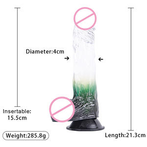 8.3 pouces de long TPR gode transparent réaliste doux gelée dong cristal gode forte ventouse jouets sexuels - Product Image 2