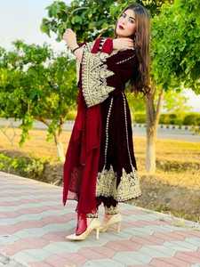 เดรสแบบชาวอัฟกานิสถานสำหรับผู้หญิงชุดเจ้าสาวสไตล์อัฟกานิสถานหลากสีสีชมพู - Product Image 4