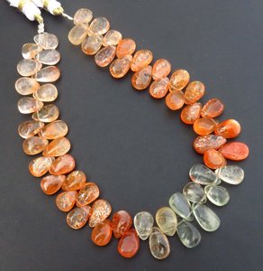 ลูกปัดซันสโตนแอฟริกัน9 "ธรรมชาติ100% 8-12มม. ลูกปัดหินอัญมณีสีรุ้งประกาย - Product Image 5