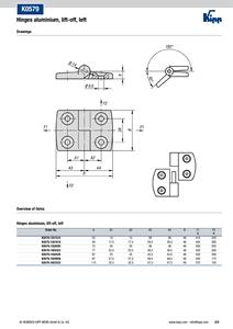 K0579 Lift Off Door <b>Hinge</b> Left 52x48 mm Powder Coated Aluminium Stainless Steel <b>Pin</b> Cabinet Hardware - Product Image 6