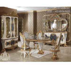 ชุดเฟอร์นิเจอร์หรูหราสำหรับห้องรับประทานอาหารรอยัลคิงดอมโต๊ะรับประทานอาหารแกะสลักด้วยมือแบบดั้งเดิมชุดเฟอร์นิเจอร์รับประทานอาหารสุดหรู - Product Image 1