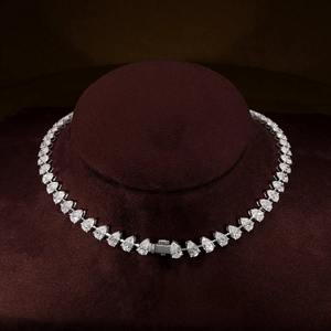 Hand Made 50 Ct Pear Cut VVS Moissanite Diamond Drop <b>Tennis</b> Chain <b>Necklace</b> Pendant For Bridal Gift With 925 <b>Silver</b> Fine Jewelry - Product Image 3