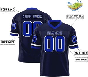 Jerseys de fútbol americano personalizables, malla de poliéster de secado rápido con mangas cortas, rayas, nombre, números, logotipo, impresión por sublimación - Product Image 2