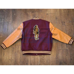 แจ็กเก็ตทีมเบสบอลผ้ากำมะหยี่ขนแกะปักลายเสื้อแจ็คเก็ตเลตเทอร์แมนวินเทจหนังแท้แขนเสื้อแจ็คเก็ตลำลอง - Product Image 2