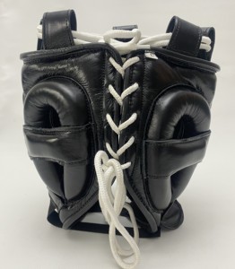 High Quality Customizable Black Leather Boxing <b>Head</b> Guard Hand Grips Quick Dry Breathable Comfortable Wrist Laced for Martial - Product Image 2
