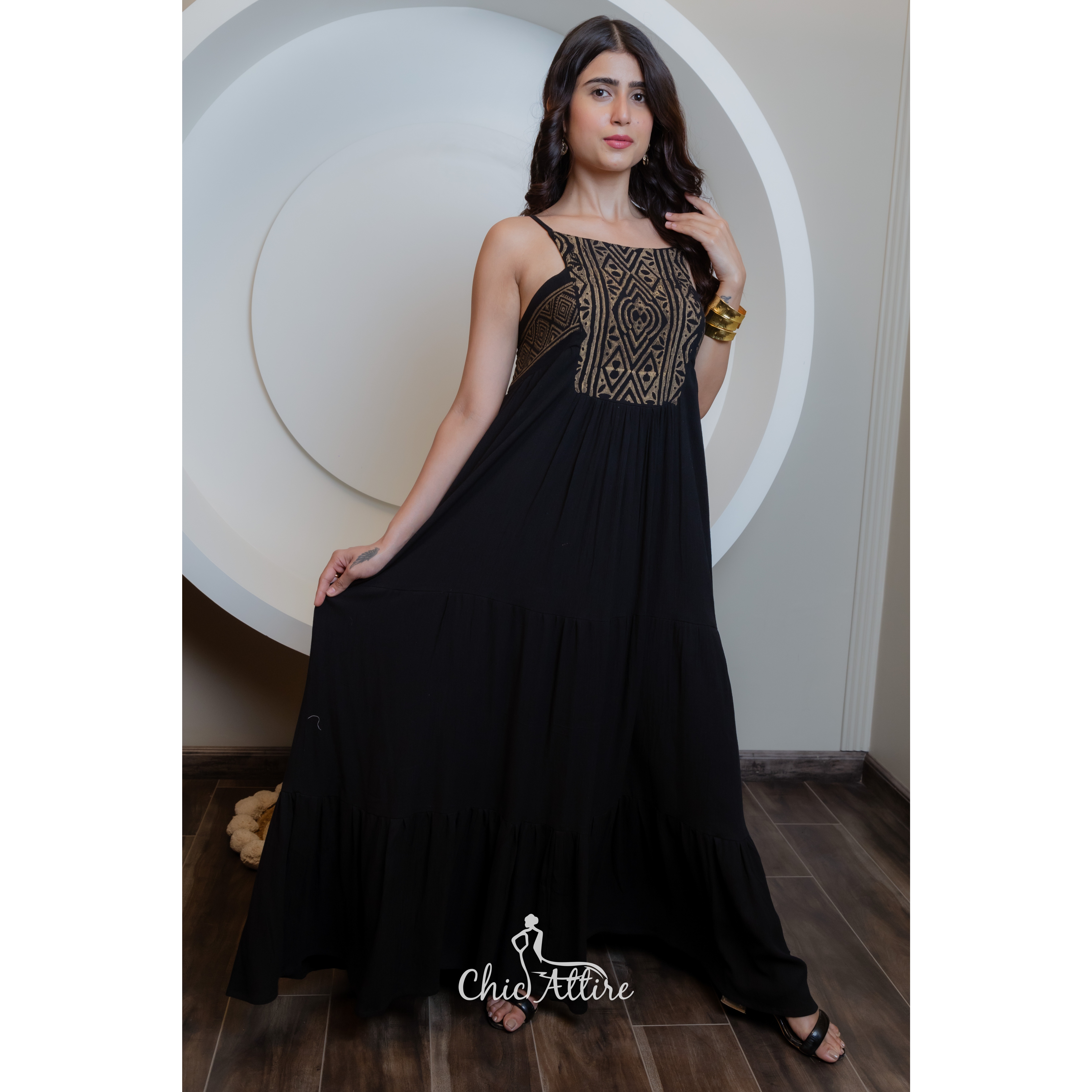 Elegant Ladies Formal Western Wear Dresses - Midi, V-Neck Elegant Ladies Formal Western Wear Dresses - Midi, V-Neck